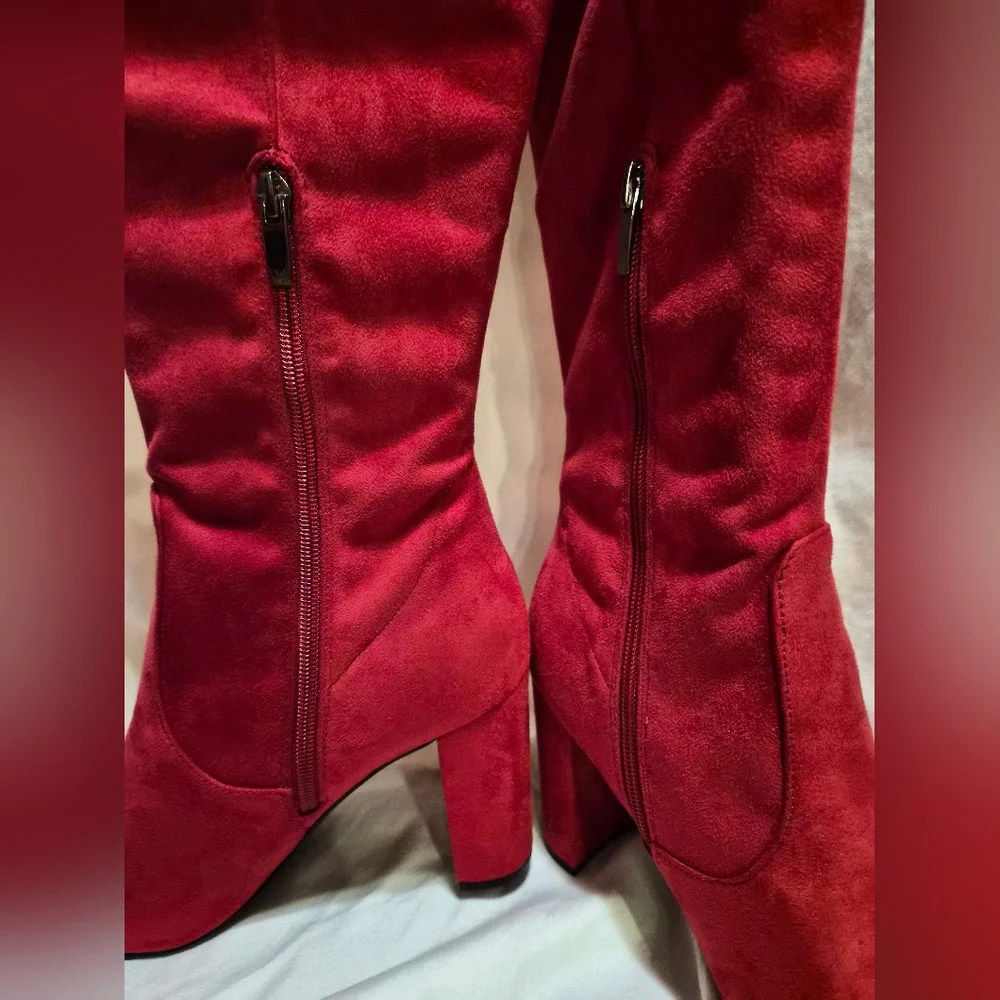 Nine West Daser Red Suede Over-The-Knee Boots NWOB, Women's Size 12 / Men's 10